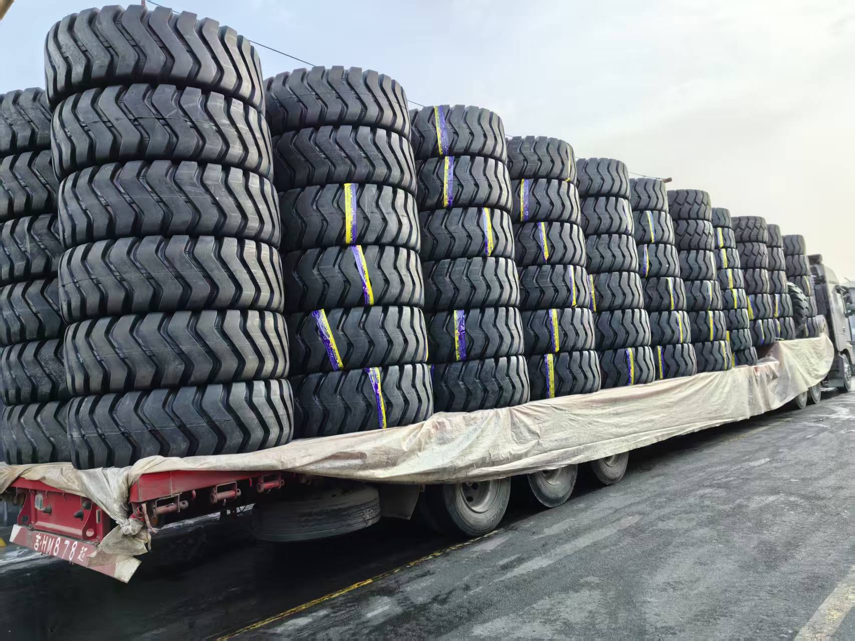 Factory tire shipment ready for dispatch